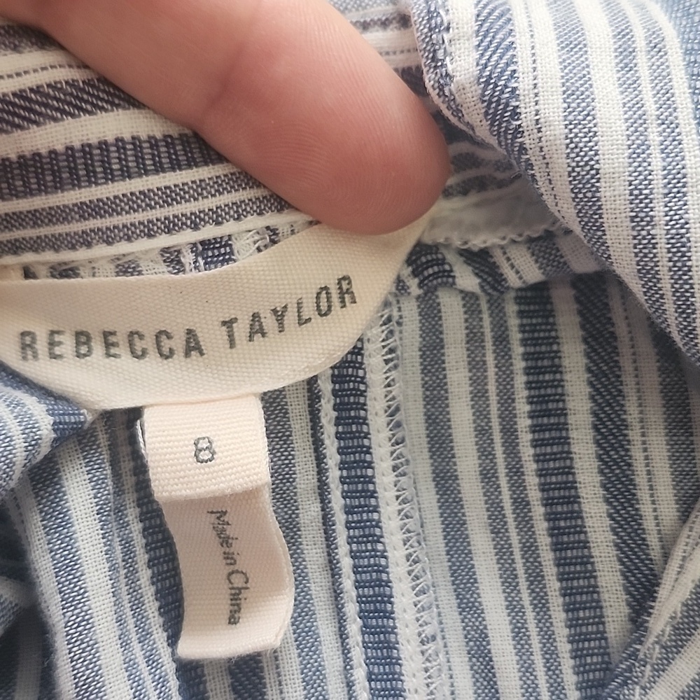 Rebecca Taylor Stripe Dress in Blue & White Size 8 Missing Belt - Picture 11 of 14